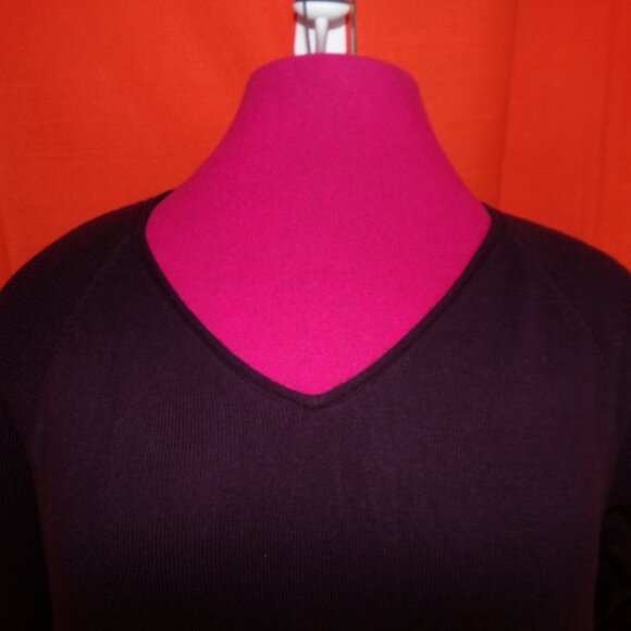 Loft Waffle Sleeve Purple Sweater Sz LP - Picture 2 of 5